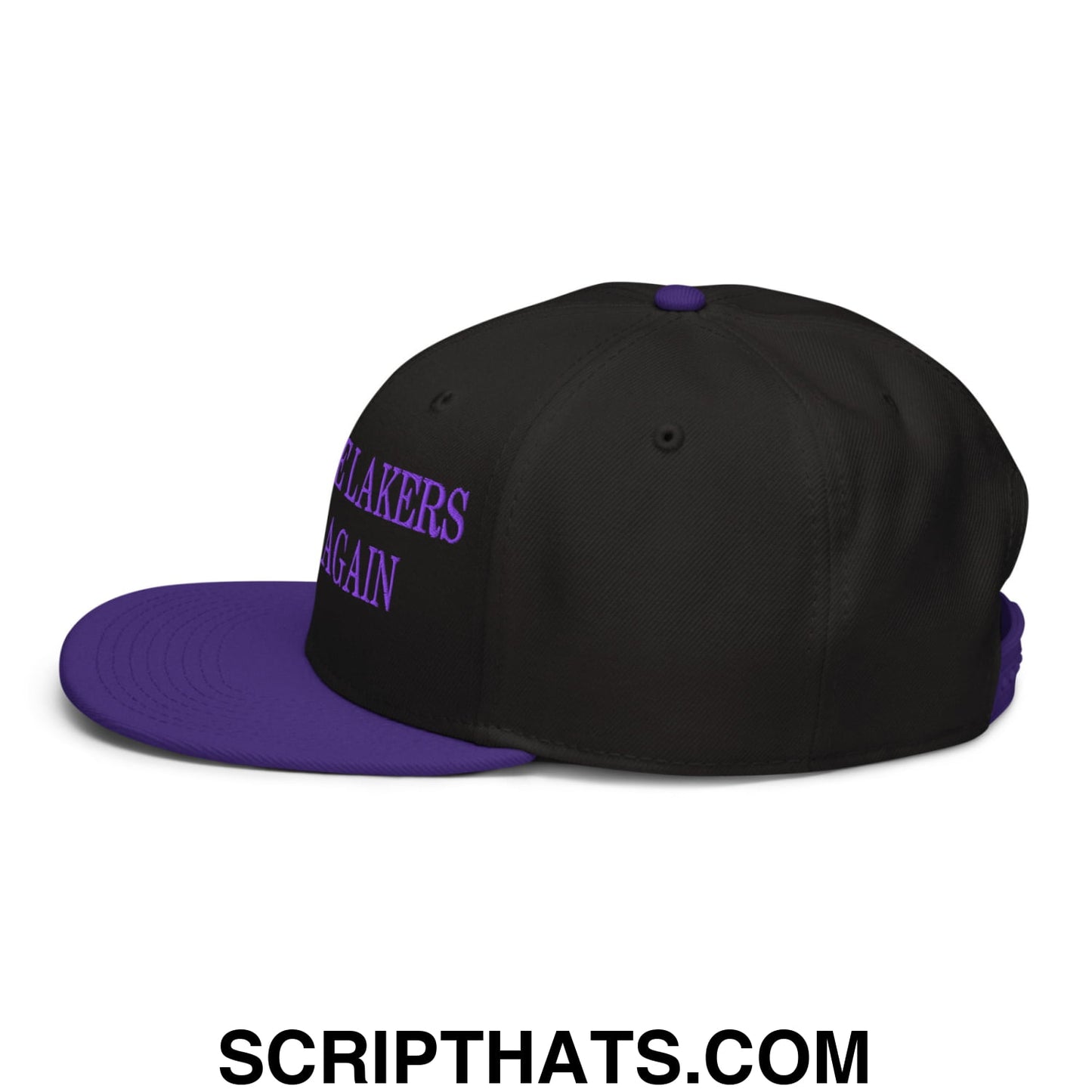 Make The Lakers Great Again Embroidered Flat Bill Snapback Hat Purple Black Black