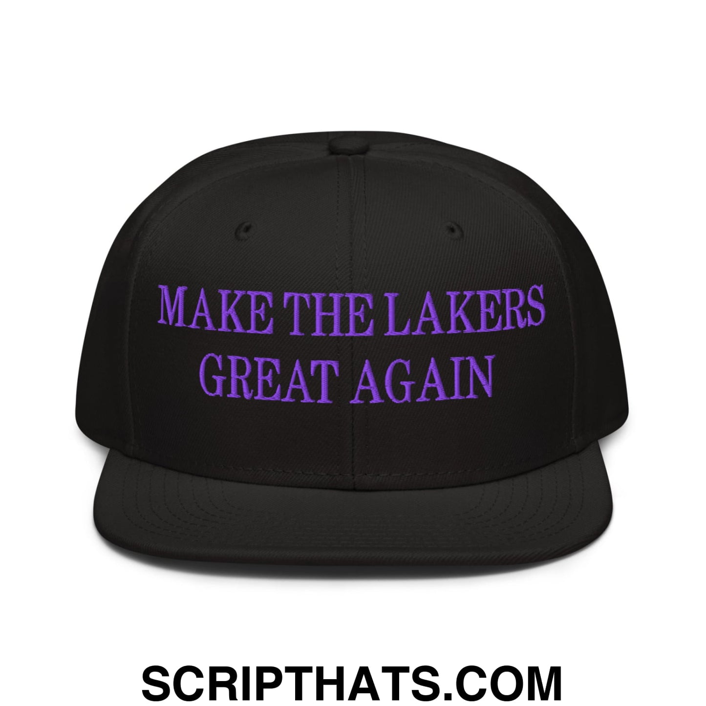 Make The Lakers Great Again Embroidered Flat Bill Snapback Hat Black