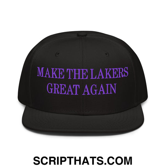 Make The Lakers Great Again Embroidered Flat Bill Snapback Hat Black