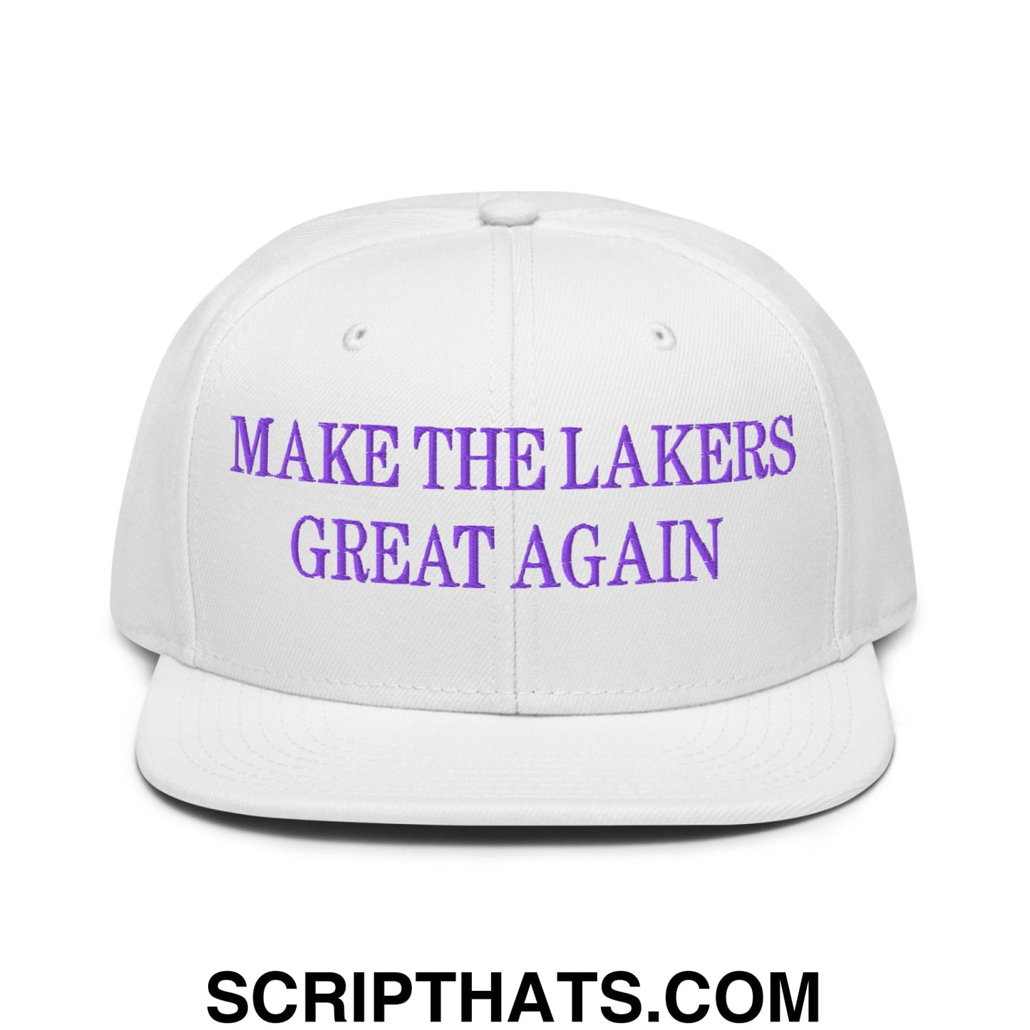 Make The Lakers Great Again Embroidered Flat Bill Snapback Hat White