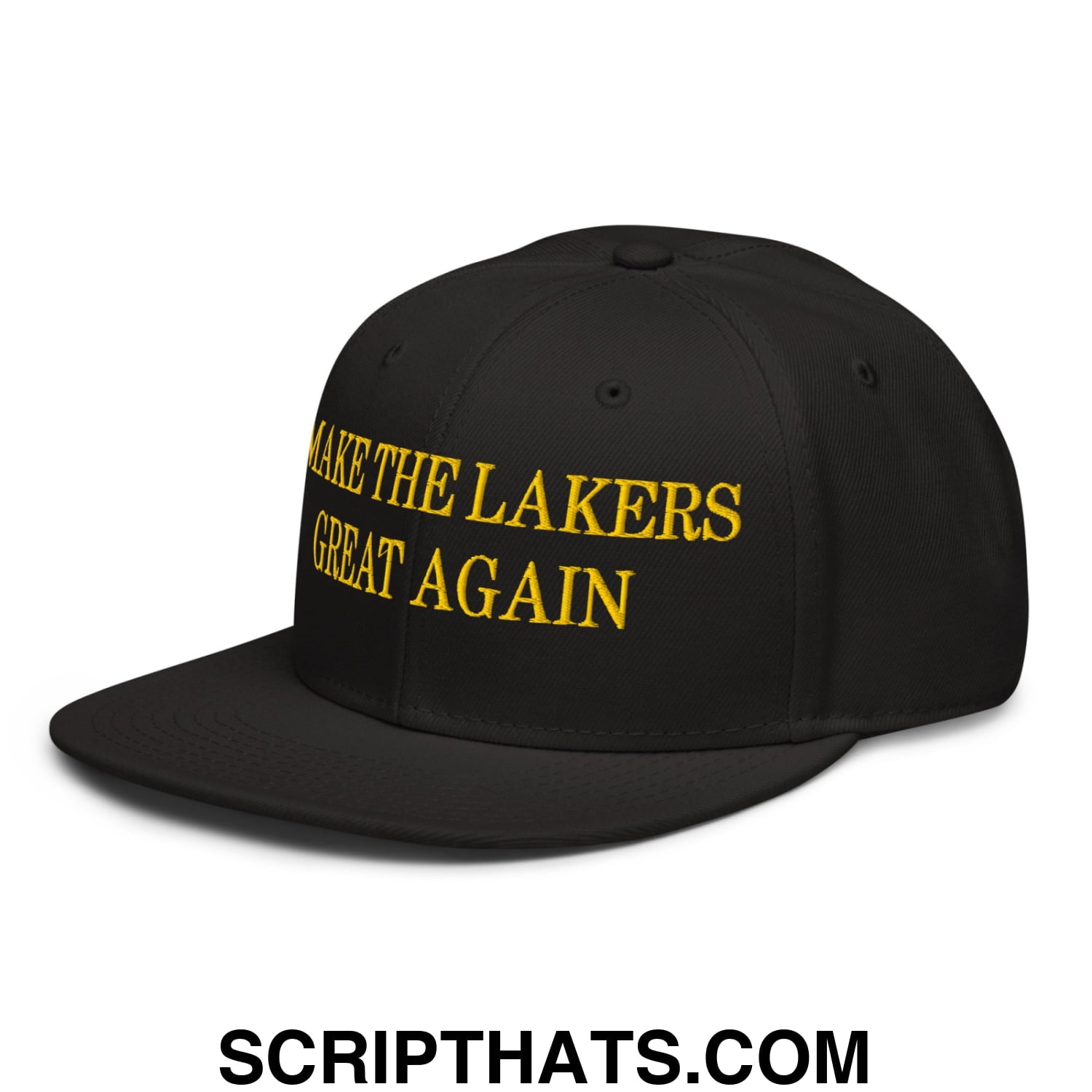 Make The Lakers Great Again Embroidered Flat Brim Snapback Hat Black