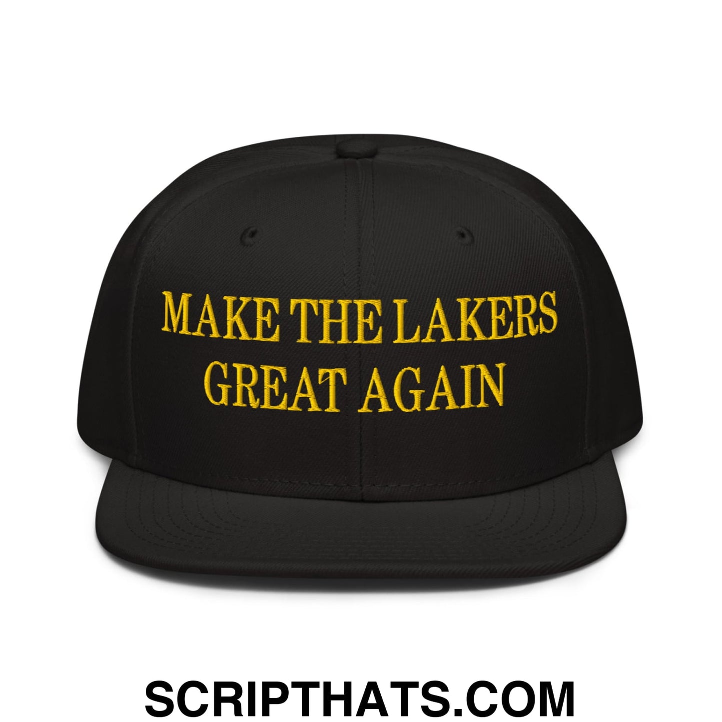 Make The Lakers Great Again Embroidered Flat Brim Snapback Hat Black
