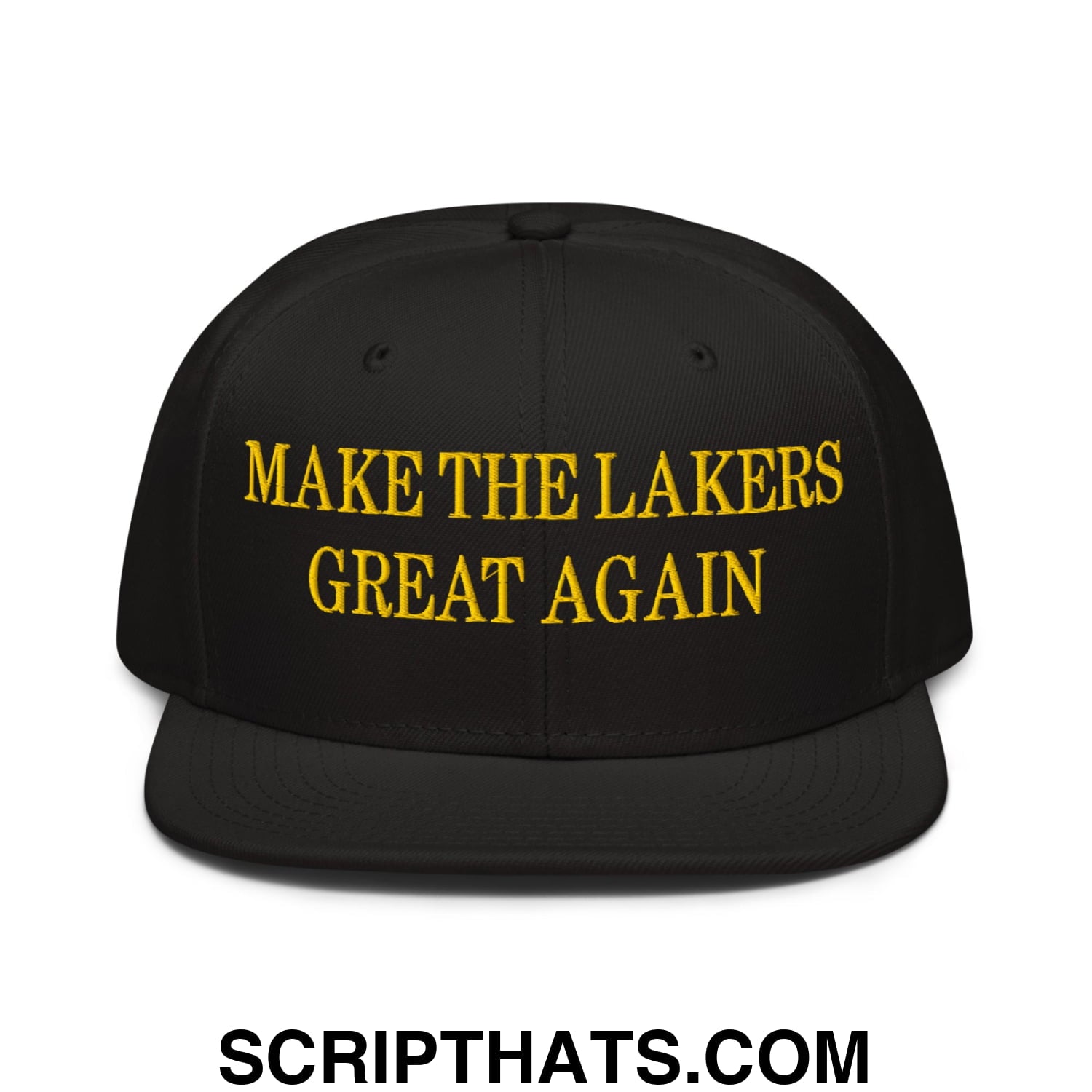 Make The Lakers Great Again Embroidered Flat Brim Snapback Hat Black