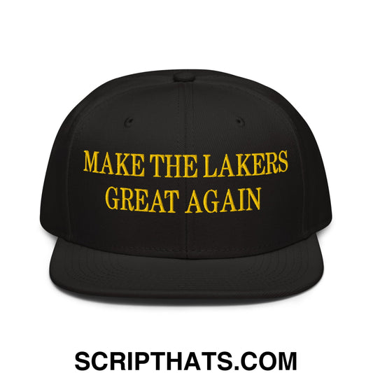 Make The Lakers Great Again Embroidered Flat Brim Snapback Hat Black