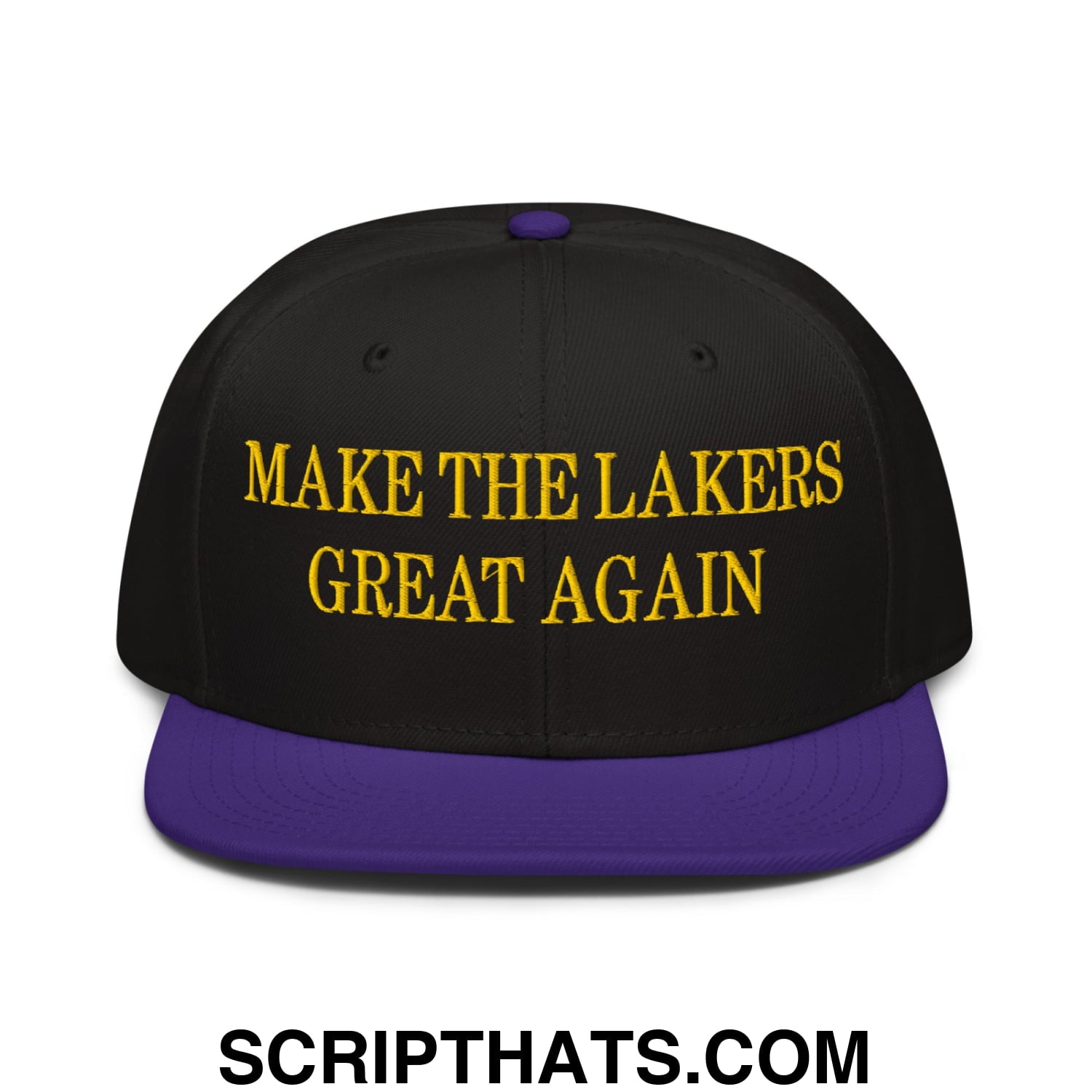 Make The Lakers Great Again Embroidered Flat Brim Snapback Hat Purple Black Black