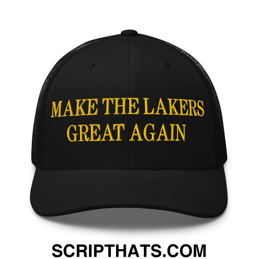 Make The Lakers Great Again Embroidered Mesh Trucker Hat Black