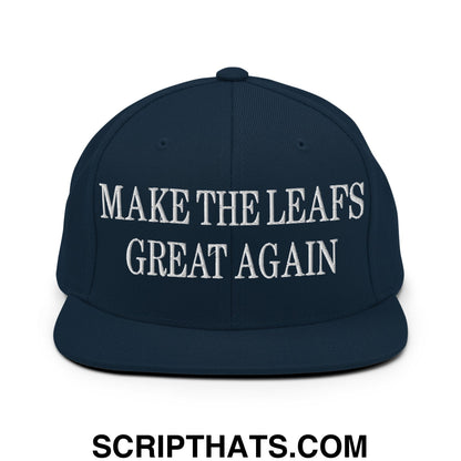 Make The Leafs Great Again Embroidered Flat Bill Brim Snapback Hat Dark Navy