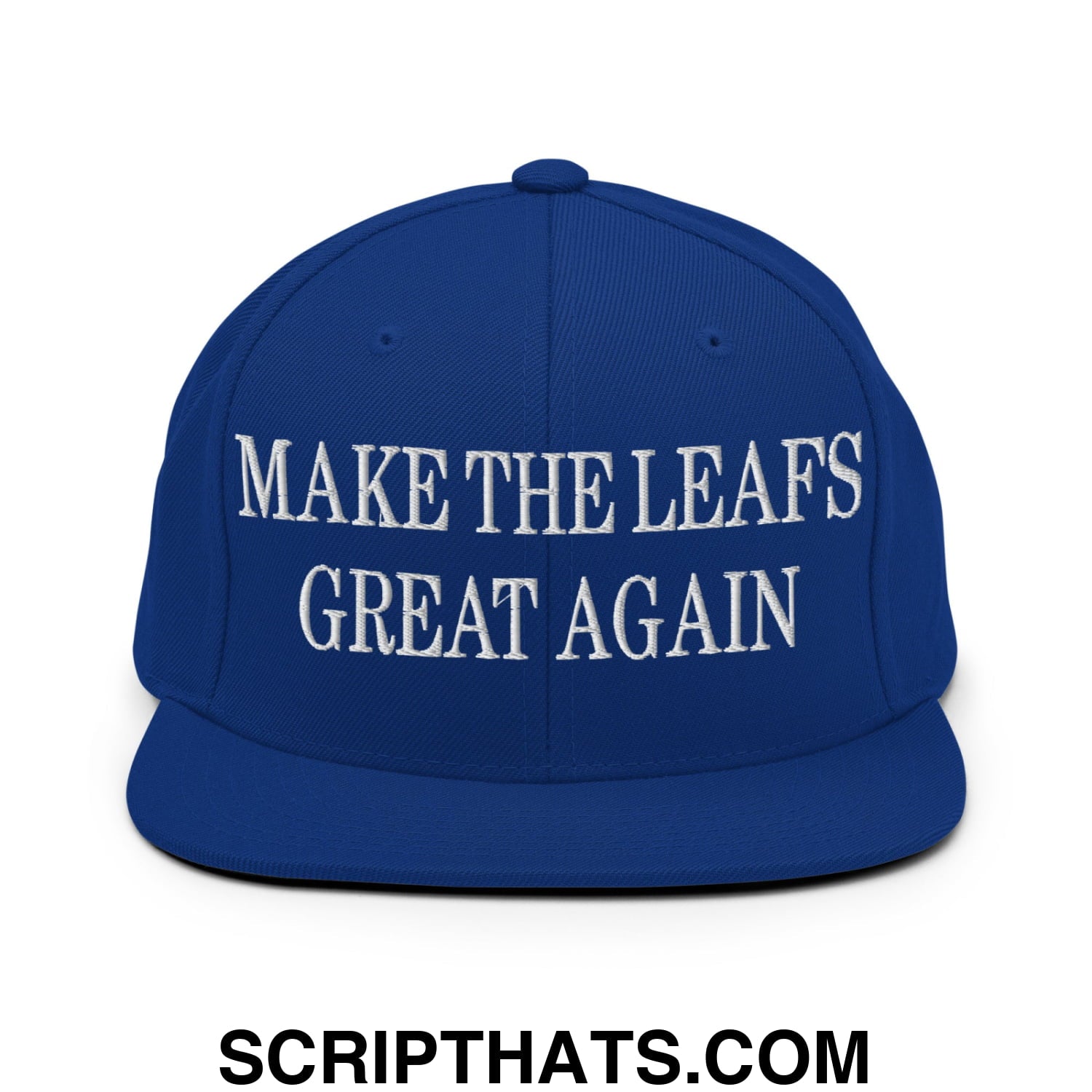 Make The Leafs Great Again Embroidered Flat Bill Brim Snapback Hat Royal Blue