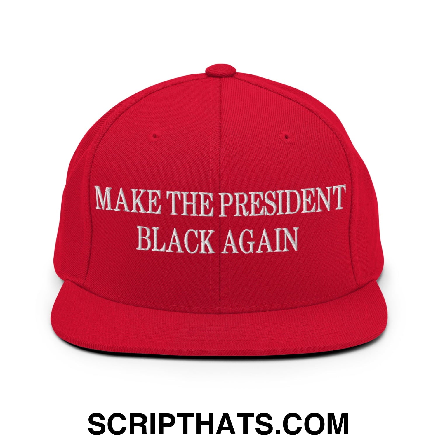 Make The President Black Again Embroidered Flat Bill Brim Snapback Hat Red