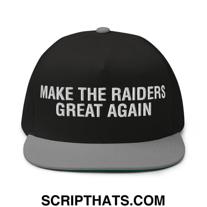 Make The Raiders Great Again 2026 Draft Day Embroidered 5 Panel Flat Bill Brim Snapback Hat Black Grey