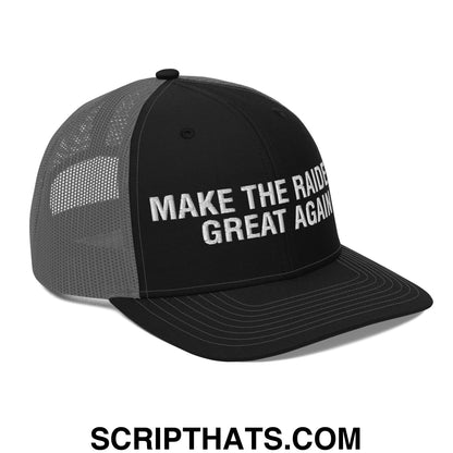 Make The Raiders Great Again 2026 Draft Day Embroidered Classic Mesh Trucker Hat Black Charcoal
