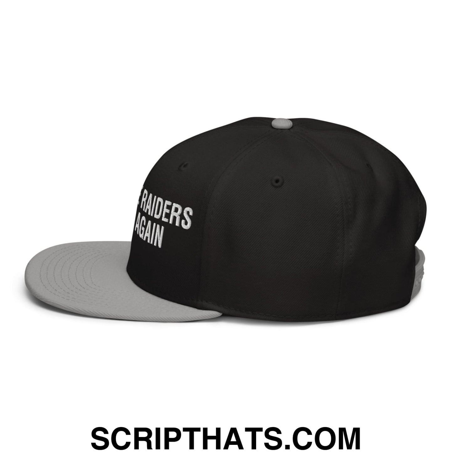 Make The Raiders Great Again 2026 Draft Day Embroidered Flat Brim Bill Snapback Hat Gray Black Black