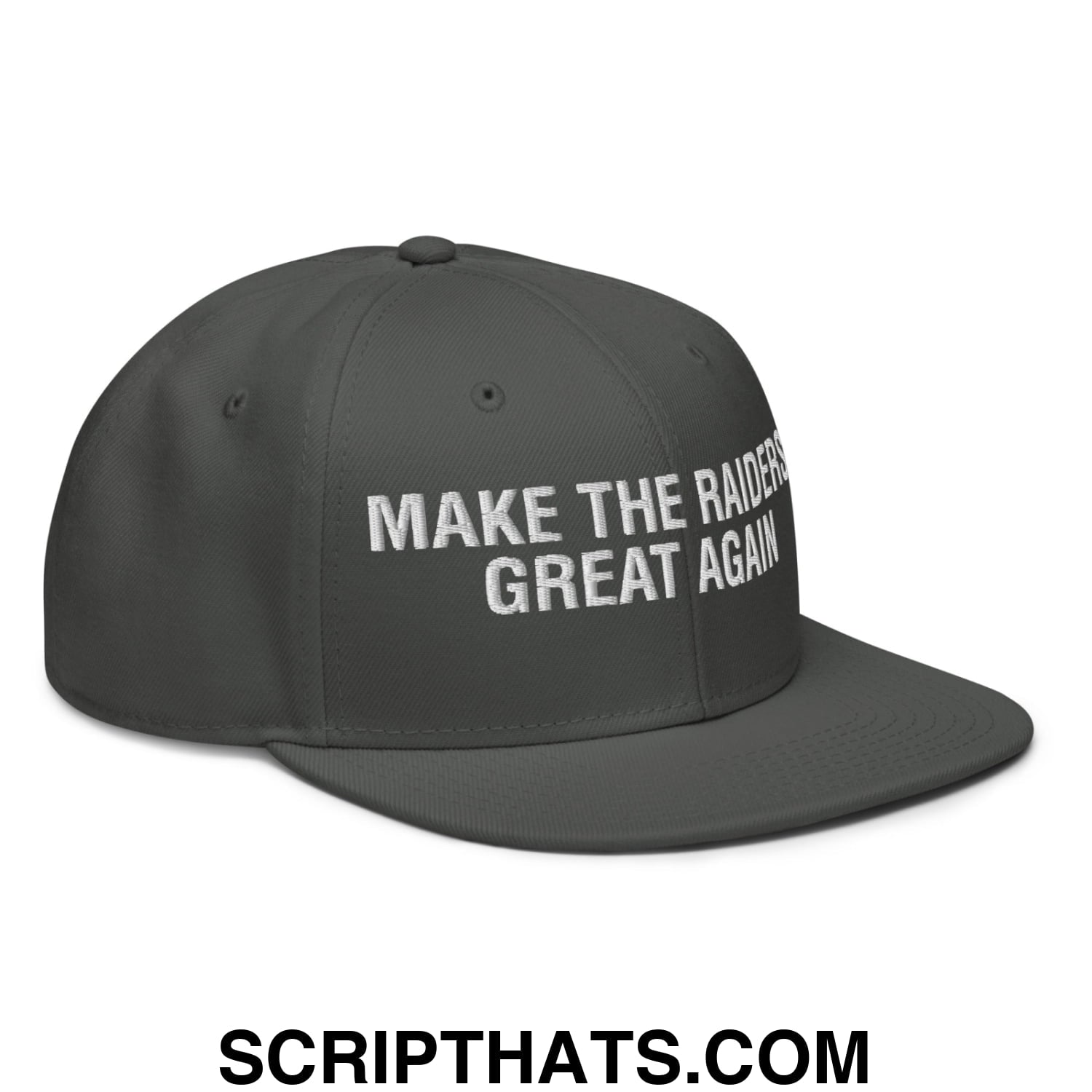 Make The Raiders Great Again 2026 Draft Day Embroidered Flat Brim Bill Snapback Hat Charcoal gray