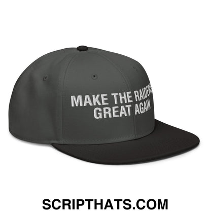 Make The Raiders Great Again 2026 Draft Day Embroidered Flat Brim Bill Snapback Hat Black Charcoal gray Charcoal gray