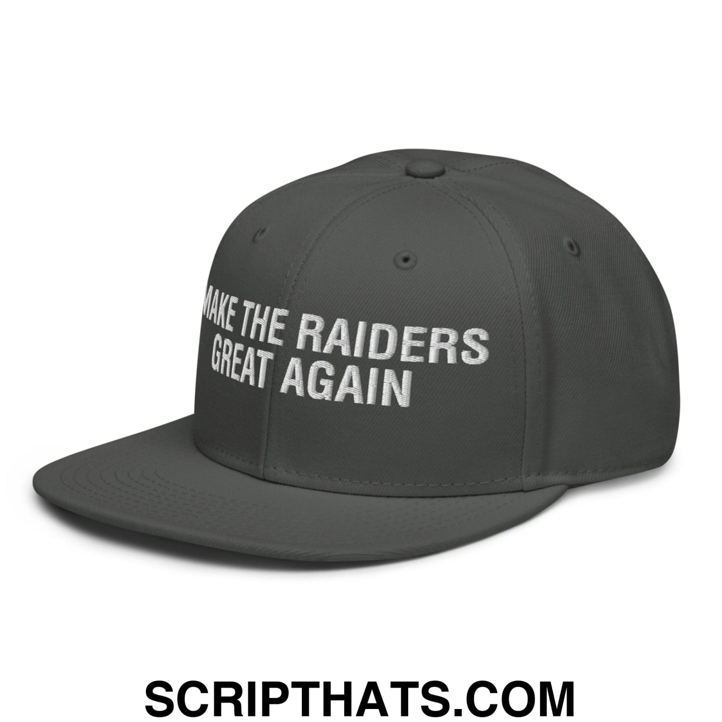 Make The Raiders Great Again 2026 Draft Day Embroidered Flat Brim Bill Snapback Hat Charcoal gray