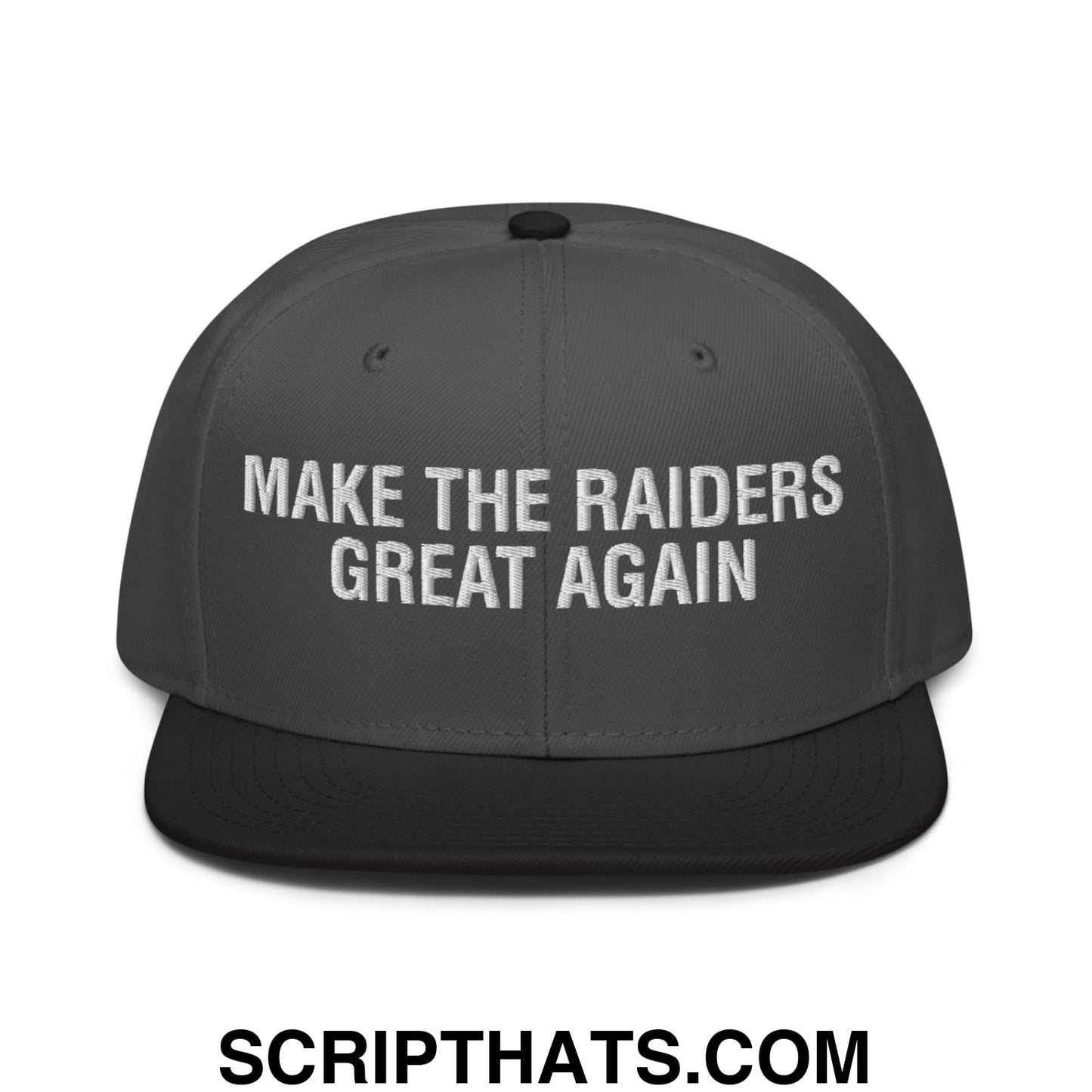 Make The Raiders Great Again 2026 Draft Day Embroidered Flat Brim Bill Snapback Hat Black Charcoal gray Charcoal gray