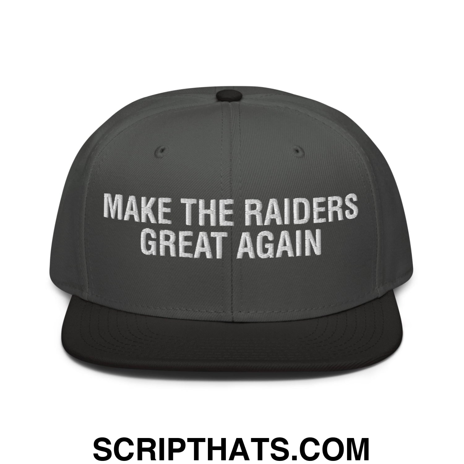 Make The Raiders Great Again 2026 Draft Day Embroidered Flat Brim Bill Snapback Hat Black Charcoal gray Charcoal gray