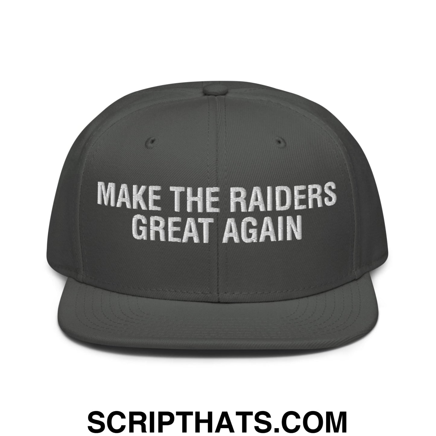 Make The Raiders Great Again 2026 Draft Day Embroidered Flat Brim Bill Snapback Hat Charcoal gray