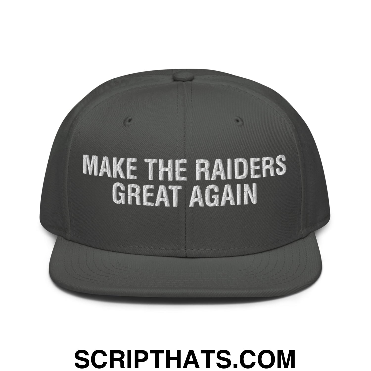 Make The Raiders Great Again 2026 Draft Day Embroidered Flat Brim Bill Snapback Hat Charcoal gray