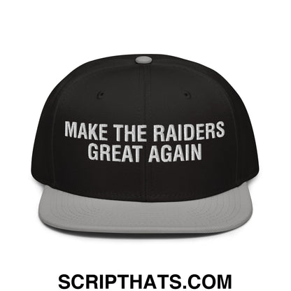 Make The Raiders Great Again 2026 Draft Day Embroidered Flat Brim Bill Snapback Hat Gray Black Black