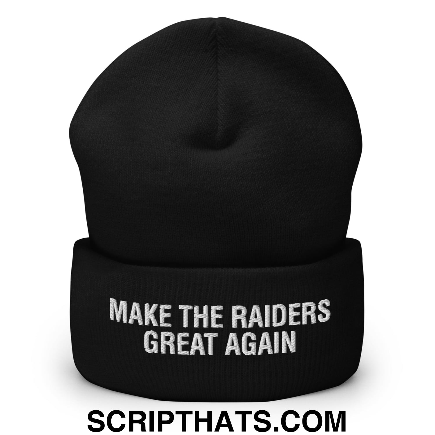 Make The Raiders Great Again 2026 Draft Day Embroidered Knit Cuffed Beanie Black