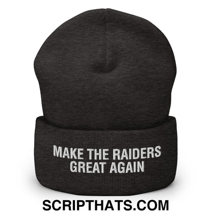 Make The Raiders Great Again 2026 Draft Day Embroidered Knit Cuffed Beanie Dark Grey