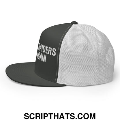 Make The Raiders Great Again 2026 Draft Day Embroidered Mesh Flat Bill Brim Trucker Hat Charcoal White