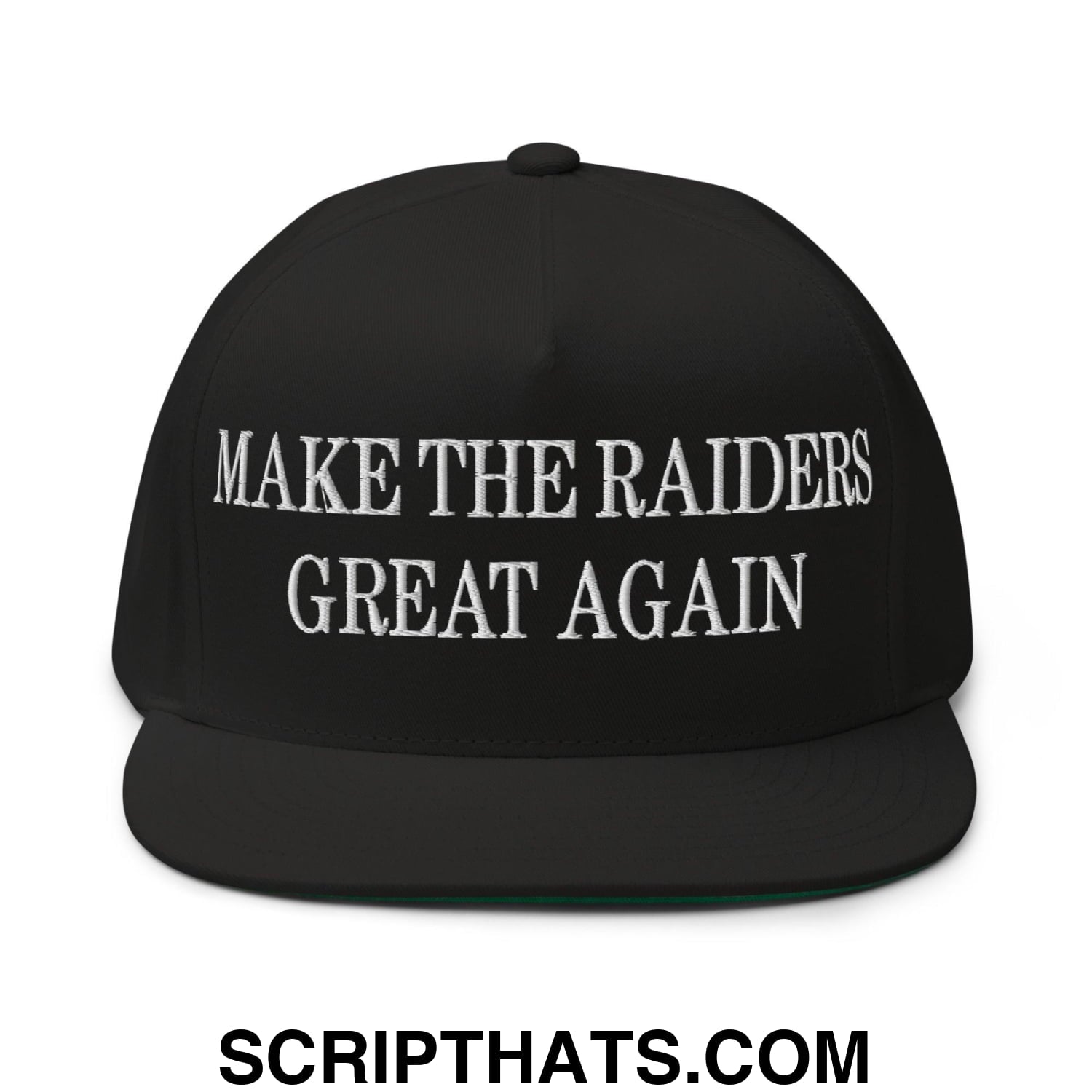 Make The Raiders Great Again Embroidered 5 Panel Flat Bill Brim Snapback Hat Black