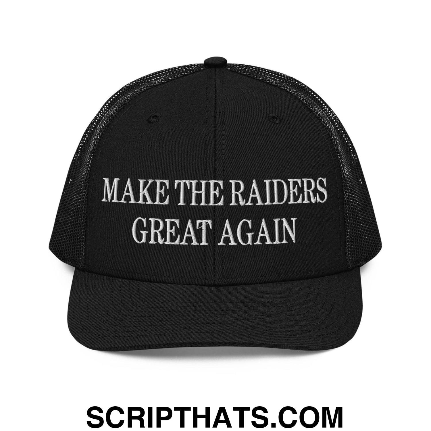 Make The Raiders Great Again Embroidered Classic Mesh Trucker Hat Black