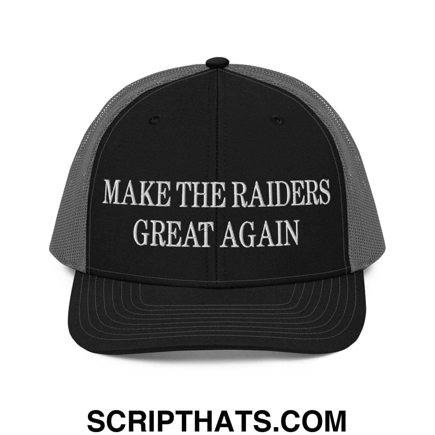 Make The Raiders Great Again Embroidered Classic Mesh Trucker Hat Black Charcoal