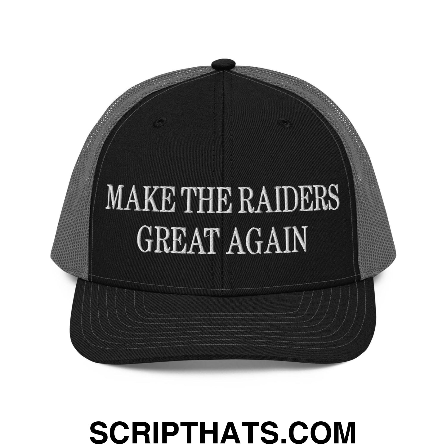 Make The Raiders Great Again Embroidered Classic Mesh Trucker Hat Black Charcoal