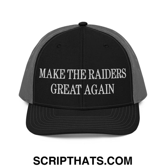 Make The Raiders Great Again Embroidered Classic Mesh Trucker Hat Black Charcoal