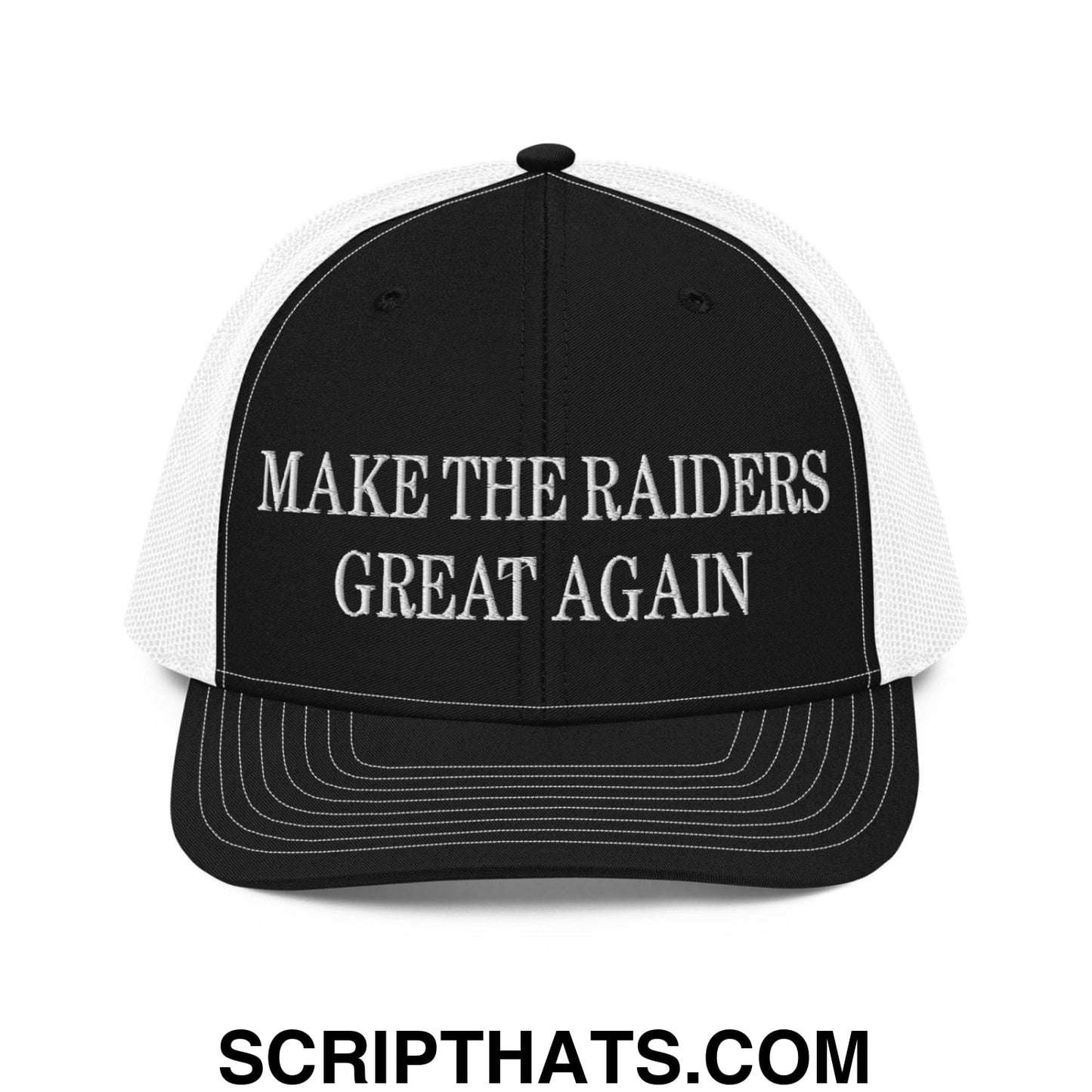 Make The Raiders Great Again Embroidered Classic Mesh Trucker Hat Black White