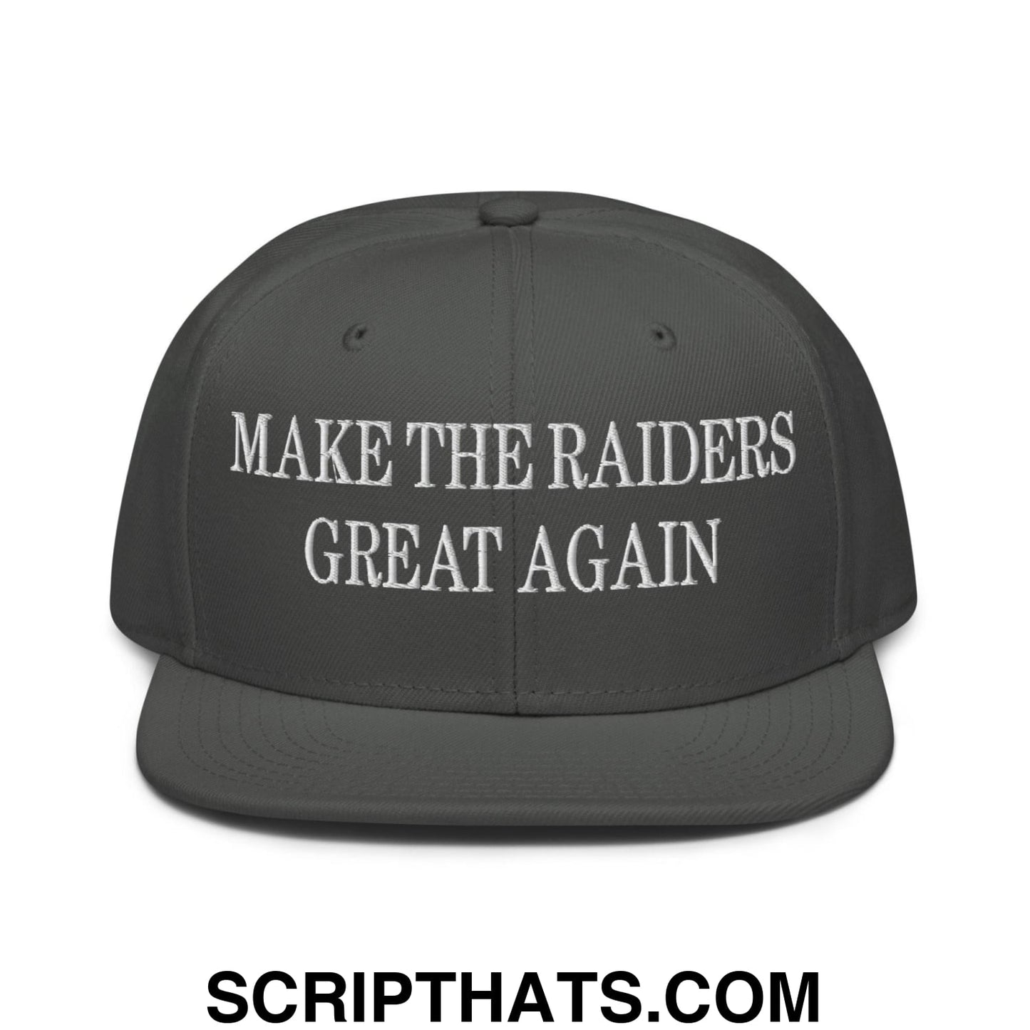 Make The Raiders Great Again Embroidered Flat Brim Bill Snapback Hat Charcoal gray