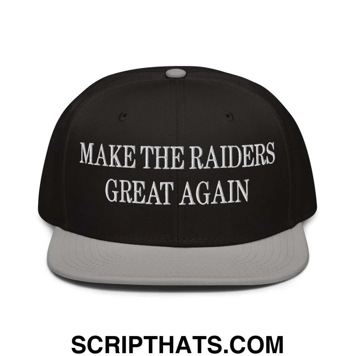 Make The Raiders Great Again Embroidered Flat Brim Bill Snapback Hat Gray Black Black