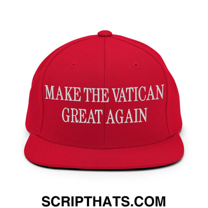 Make The Vatican Great Again Embroidered Flat Brim Bill Snapback Hat Red