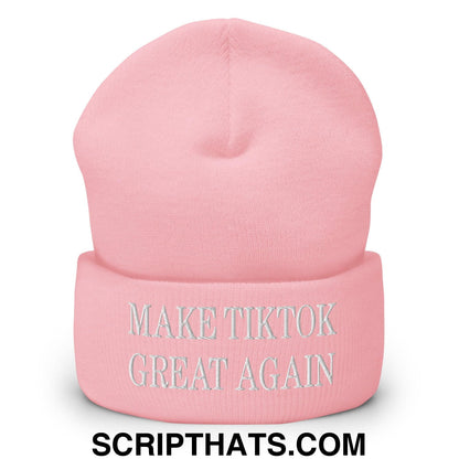 Make TikTok Great Again Embroidered Knit Cuffed Beanie Baby Pink