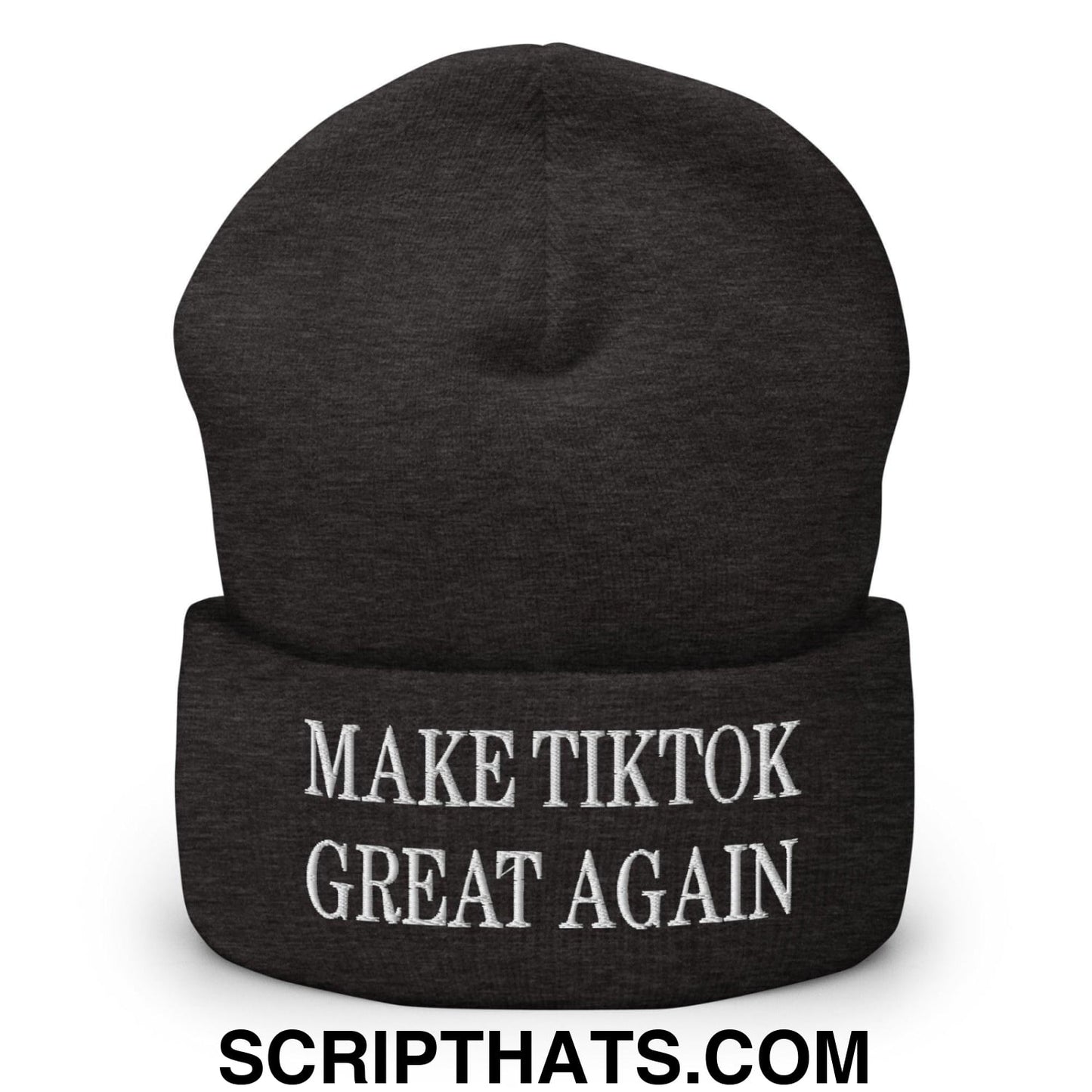 Make TikTok Great Again Embroidered Knit Cuffed Beanie Dark Grey