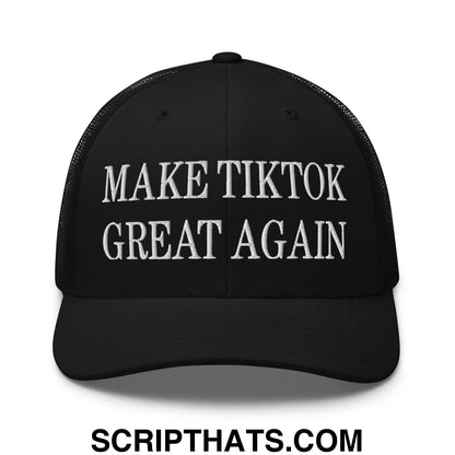 Make TikTok Great Again Embroidered Mesh Trucker Hat Black