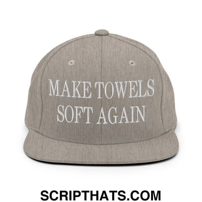 Make Towels Soft Again Embroidered Flat Bill Brim Snapback Hat Heather Grey