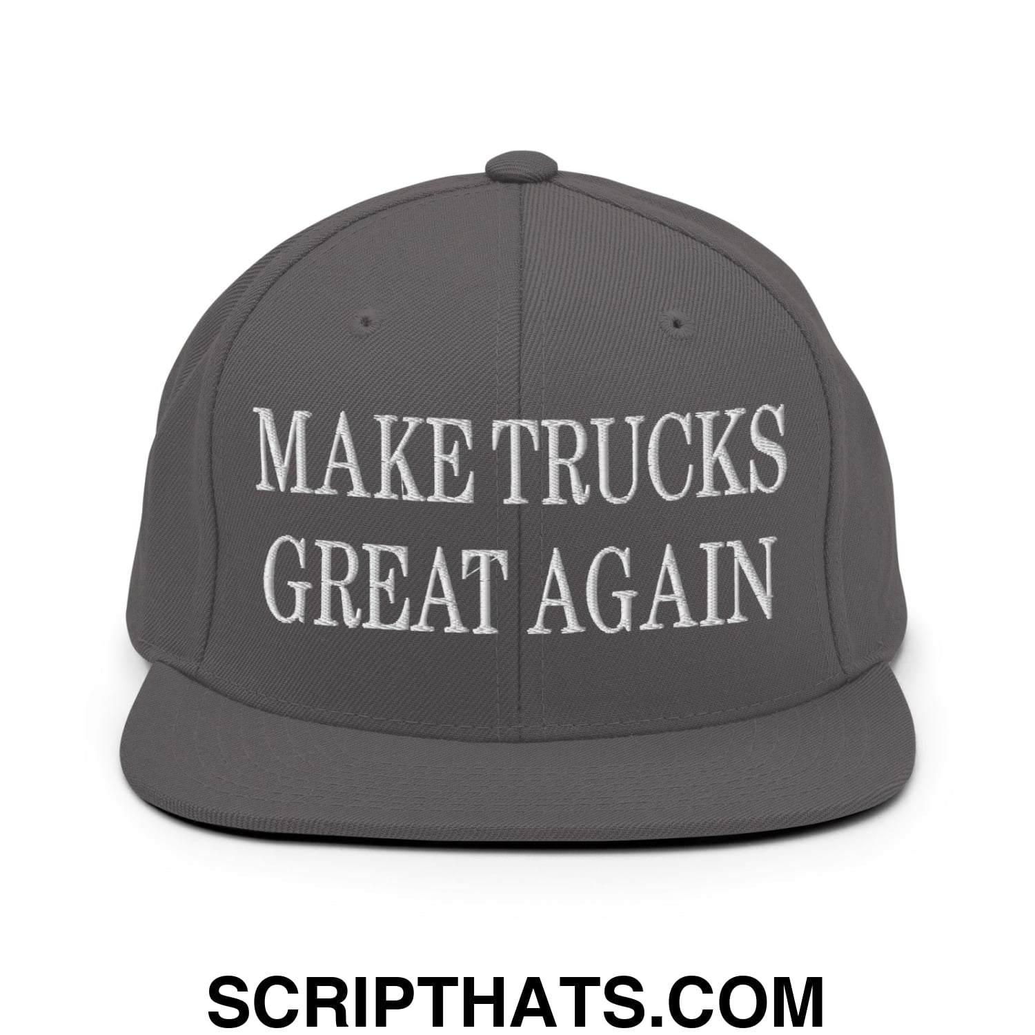Make Trucks Great Again Embroidered Flat Bill Brim Snapback Hat Dark Grey