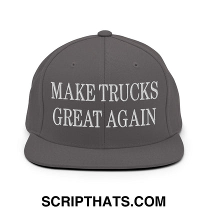 Make Trucks Great Again Embroidered Flat Bill Brim Snapback Hat Dark Grey