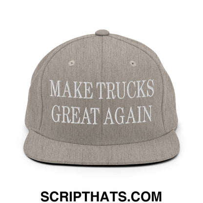 Make Trucks Great Again Embroidered Flat Bill Brim Snapback Hat Heather Grey