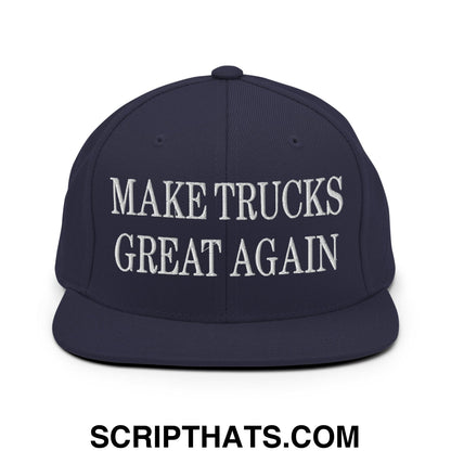 Make Trucks Great Again Embroidered Flat Bill Brim Snapback Hat Navy