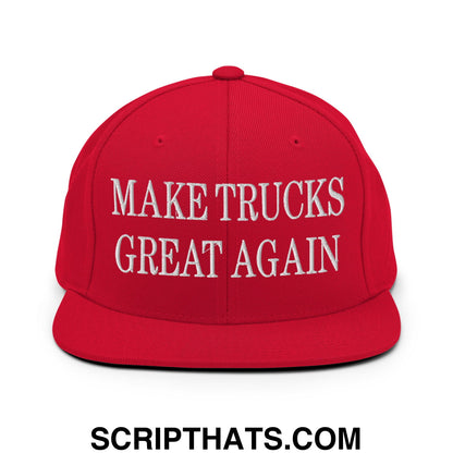 Make Trucks Great Again Embroidered Flat Bill Brim Snapback Hat Red