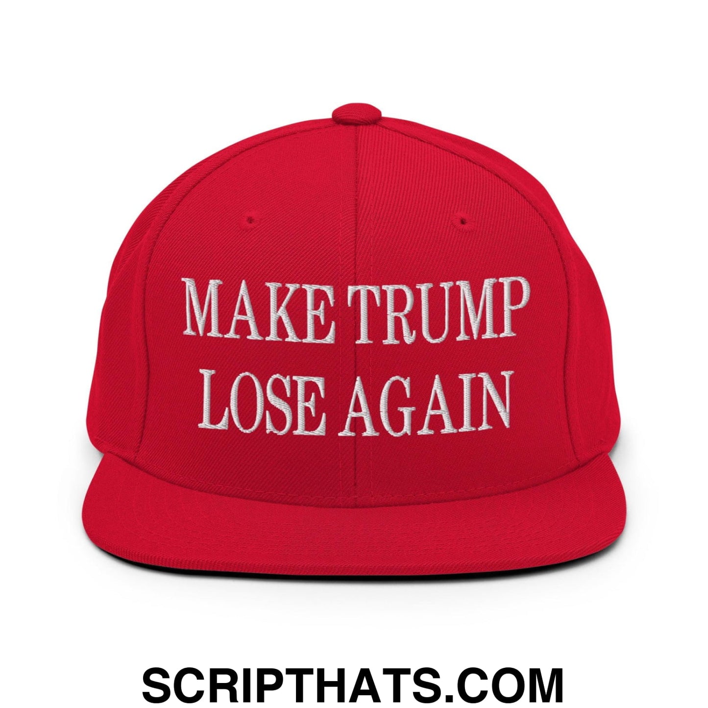 Make Trump Lose Again Embroidered Flat Bill Brim Snapback Hat Red