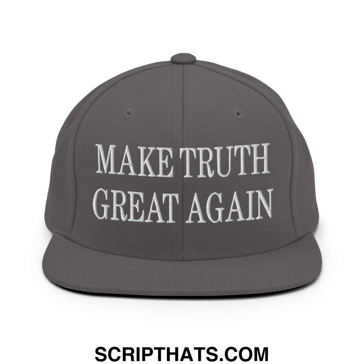 Make Truth Great Again Embroidered Flat Bill Brim Snapback Hat Dark Grey