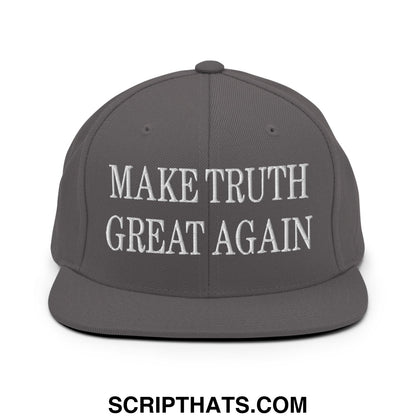 Make Truth Great Again Embroidered Flat Bill Brim Snapback Hat Dark Grey