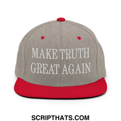 Make Truth Great Again Embroidered Flat Bill Brim Snapback Hat Heather Grey Red