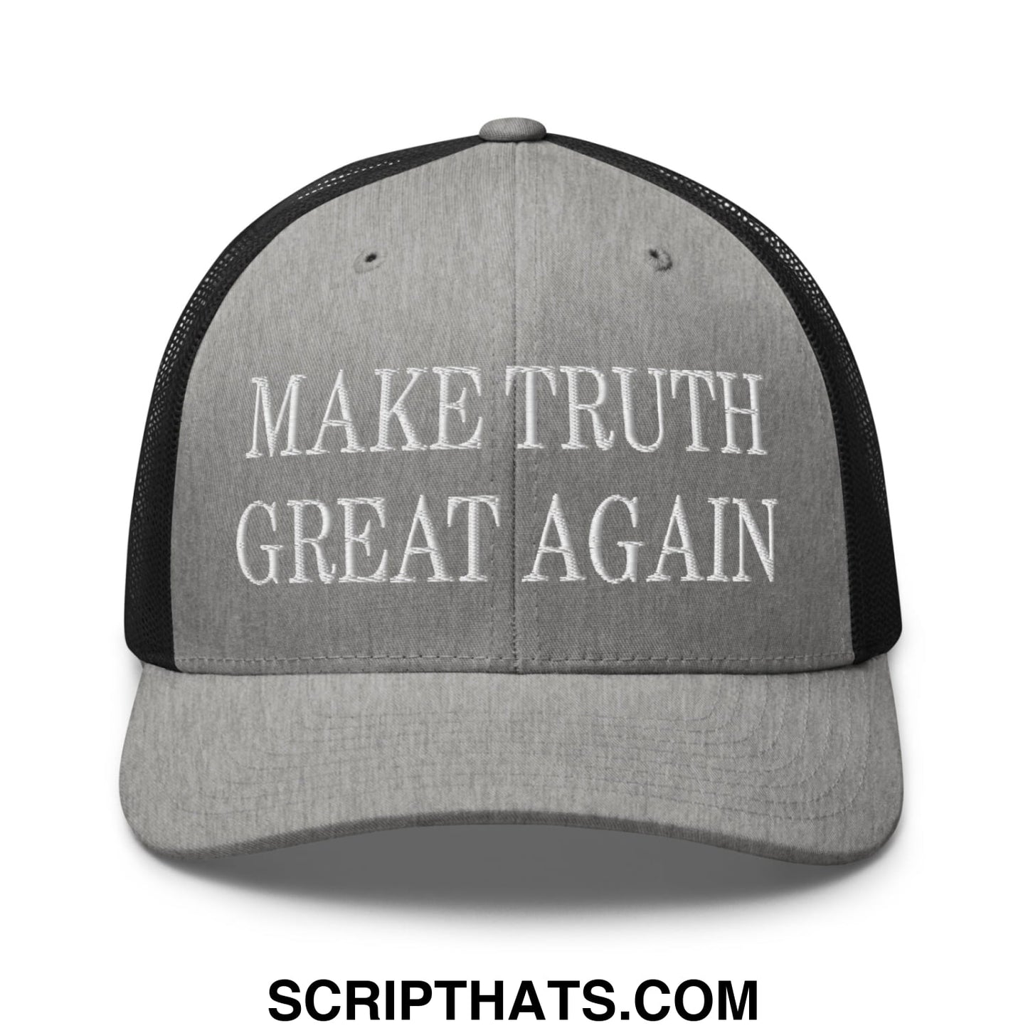 Make Truth Great Again Embroidered Mesh Trucker Hat Heather Black